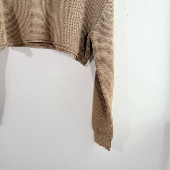 Zara Brown Knit Turtleneck Boxy Cropped Sweater Size Large - Picture 5 of 12